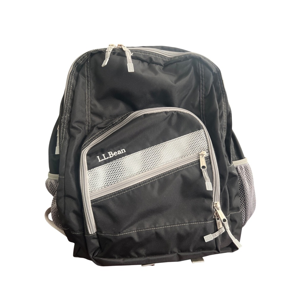 LL Bean Deluxe Book Pack Backpack Black Gray School Travel Daypack Hiking
